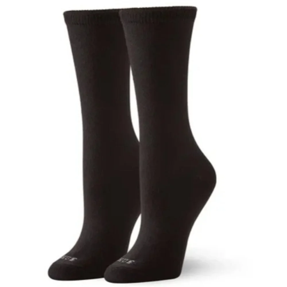 Hue Womens One Size Fits Most 2 Pack Super Soft Crew‎ Socks in Black U20742 699